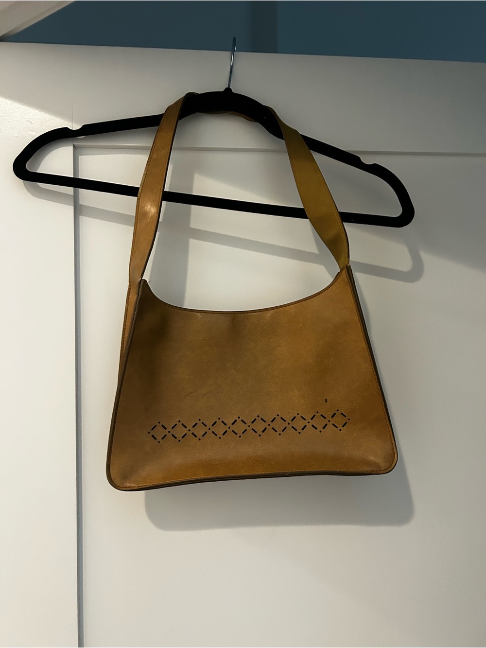 Mondani Tan/ Brown Shoulder Bag with Cutout Diamond Accent